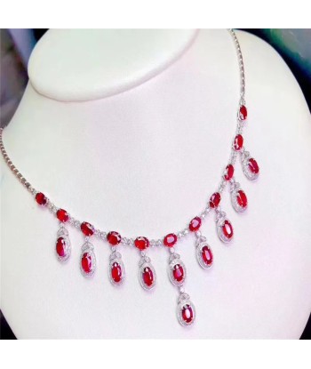 Sterling Silver Ruby Necklace, 21 Pieces, 925 Silver for Women l'évolution des habitudes 