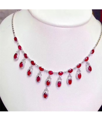 Sterling Silver Ruby Necklace, 21 Pieces, 925 Silver for Women l'évolution des habitudes 