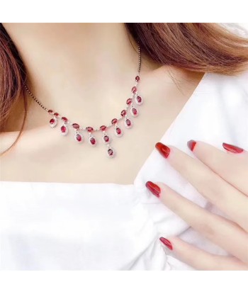 Sterling Silver Ruby Necklace, 21 Pieces, 925 Silver for Women l'évolution des habitudes 