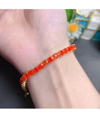 Sterling Silver Orange Opal Bracelet for Women la colonne vertébrale