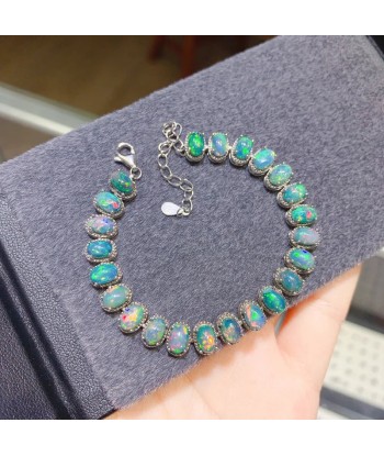 Sterling Silver Black Opal Bracelet for Women Pour