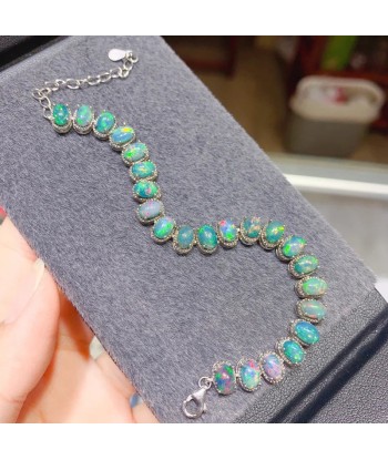 Sterling Silver Black Opal Bracelet for Women Pour