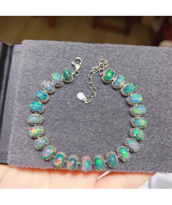 Sterling Silver Black Opal Bracelet for Women Pour