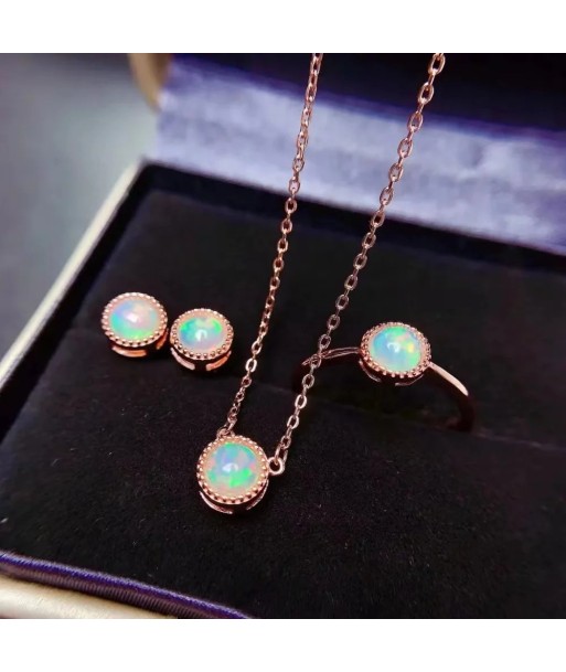 925 Sterling Silver Natural Opal Jewelry Set for Her de l' environnement