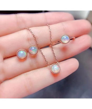 925 Sterling Silver Natural Opal Jewelry Set for Her de l' environnement