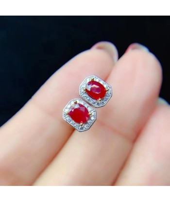 925 Silver Natural Ruby Earrings Classic Design for Women vente chaude votre 