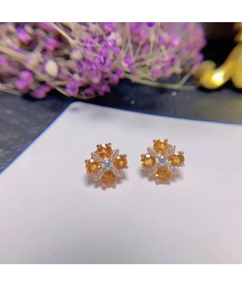 925 Sterling Silver Citrine Stud Earrings for Women de la marque