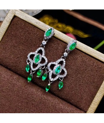 S925 Silver Green Emerald Earrings offre 