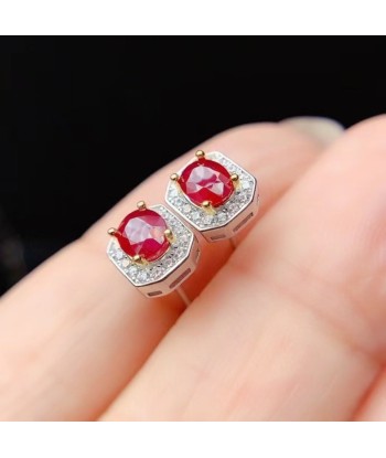 925 Silver Natural Ruby Earrings Classic Design for Women vente chaude votre 