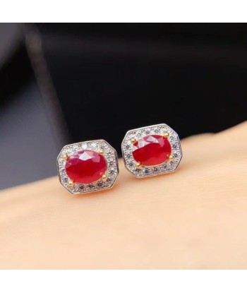 925 Silver Natural Ruby Earrings Classic Design for Women vente chaude votre 