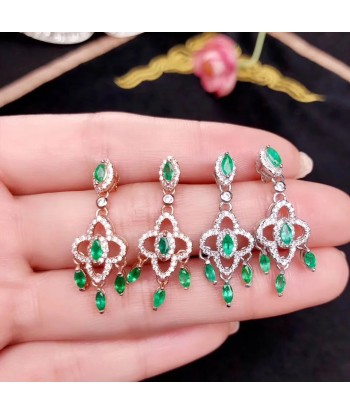 S925 Silver Green Emerald Earrings offre 