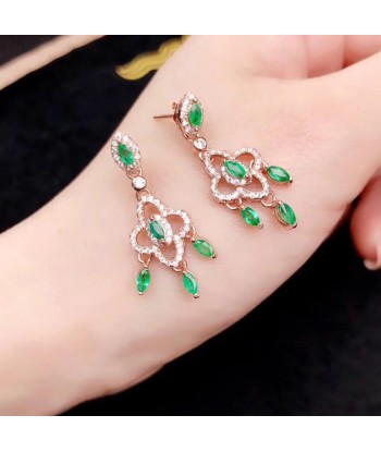 S925 Silver Green Emerald Earrings offre 