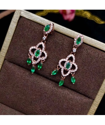 S925 Silver Green Emerald Earrings offre 