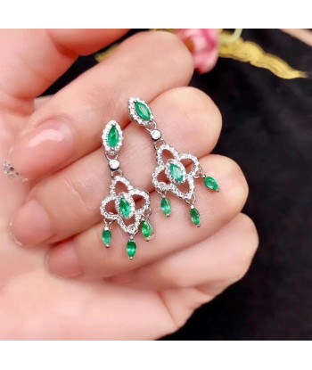 S925 Silver Green Emerald Earrings offre 