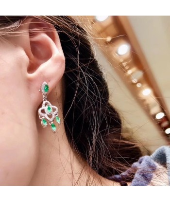 S925 Silver Green Emerald Earrings offre 