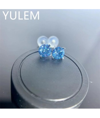 18K White Gold 1 Carat Blue Moissanite Stud Earrings for Her Par le système avancé 