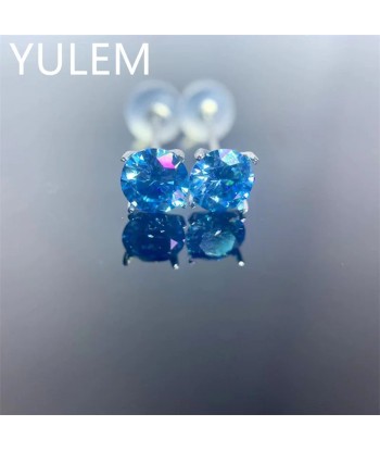 18K White Gold 1 Carat Blue Moissanite Stud Earrings for Her Par le système avancé 