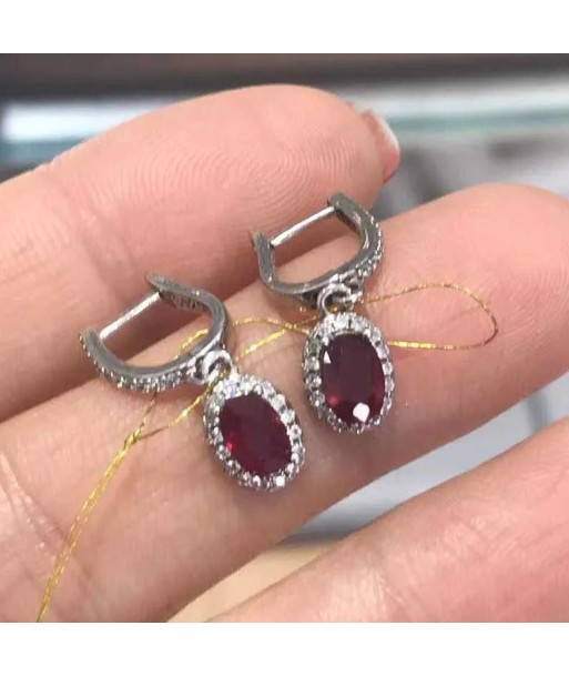 Sterling Silver Pigeon Blood Ruby Earrings outlet