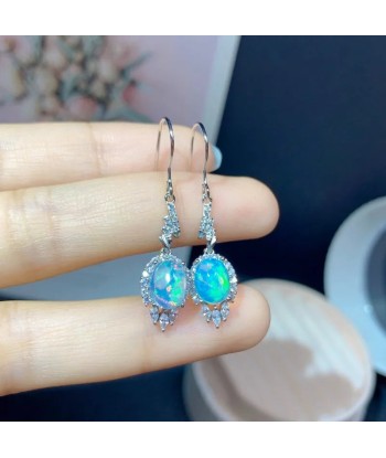 925 Sterling Silver Natural Opal Earrings for Women pas cheres